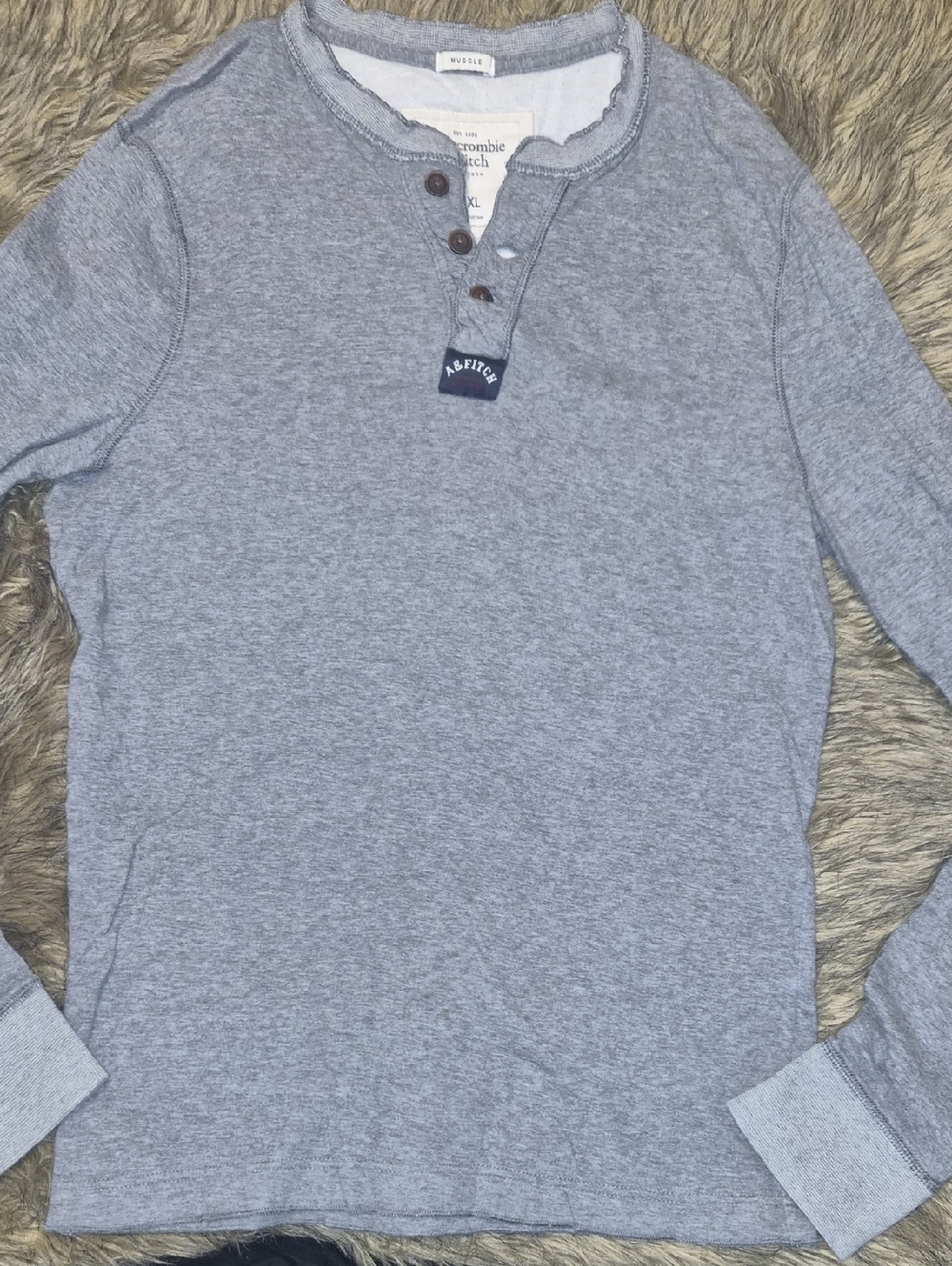 Abercrombie & Fitch Light Gray Henley Pullover